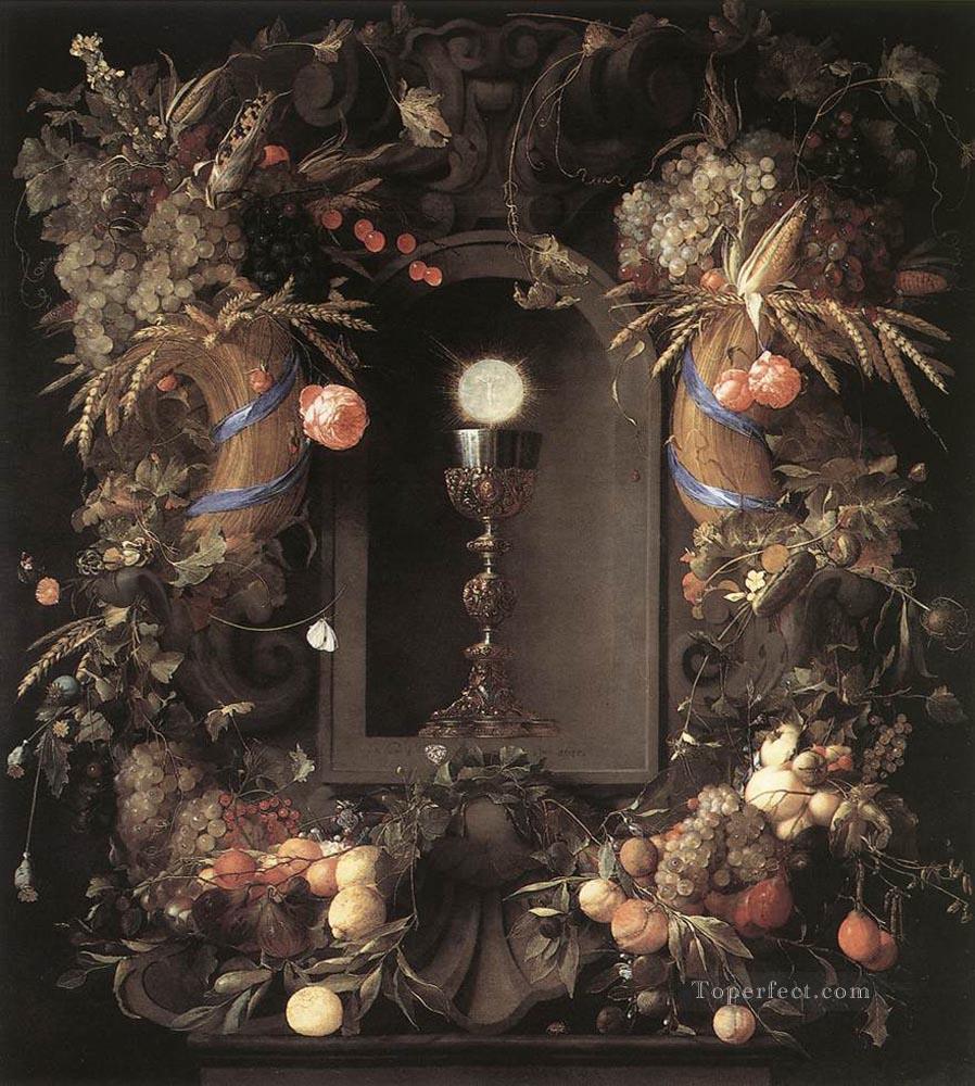 フルーツリースの花の静物画の聖体 ヤン・ダヴィッツ・デ・ヘーム油絵